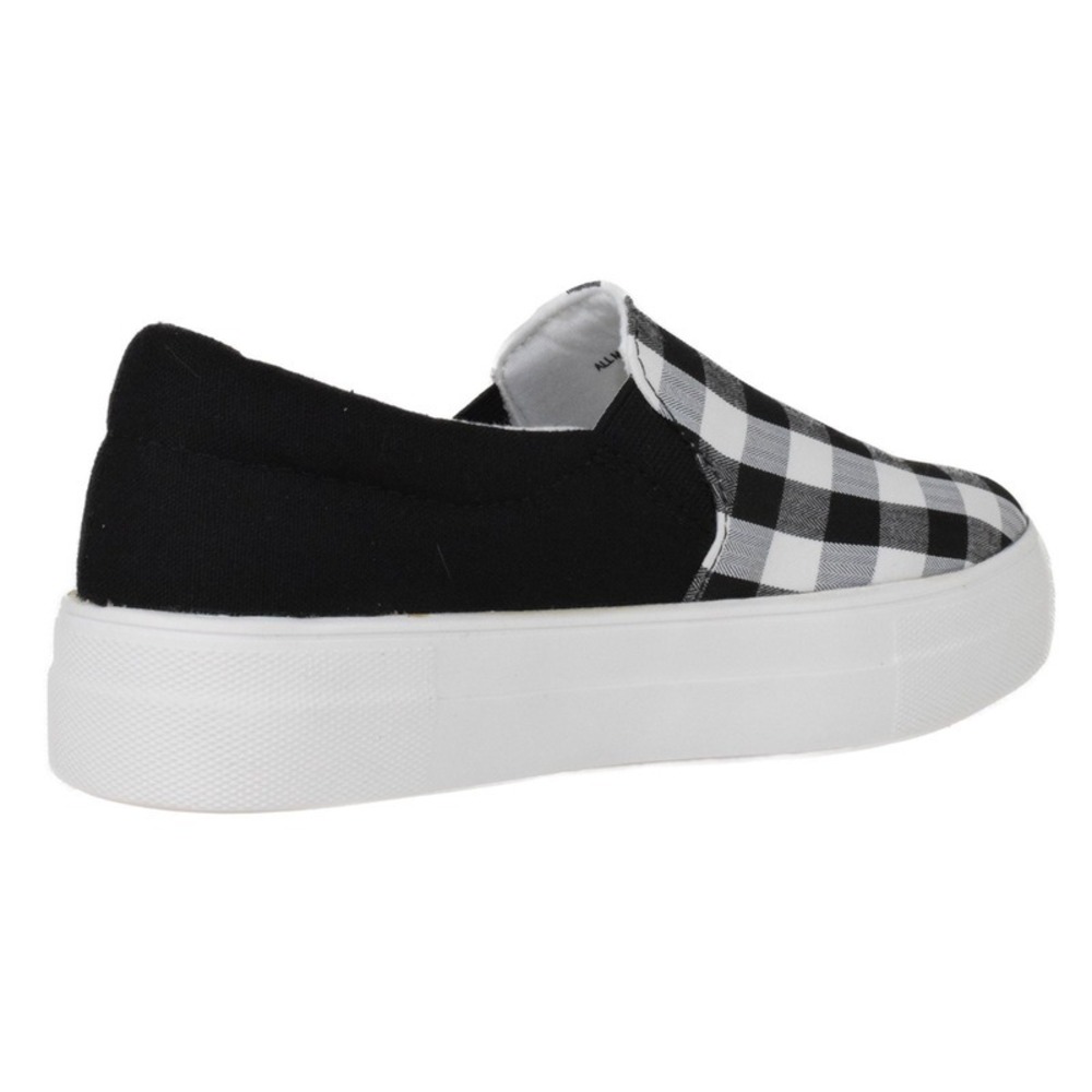 Women Slip on Platform Sneakers Black White Plaid Checkered Flats Size 6.5 - Picture 3 of 3